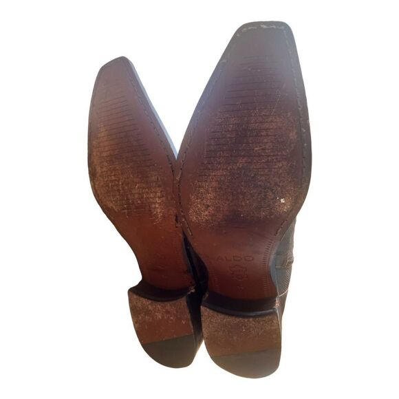 ALDO Men’s Brown Leather Short Ankle Western Cowboy Rodeo Boots Sz 42 - Picture 4 of 11